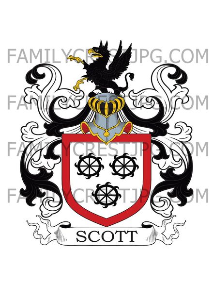 Scott Family Crest - Scott’s Hall, Smeeth, co. Kent, England