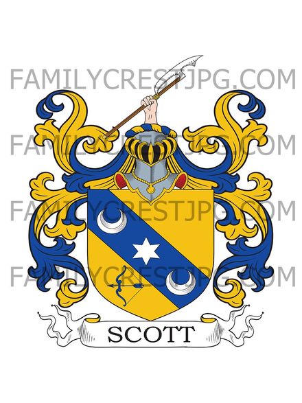 Scott Family Crest - Hassendean, co. Roxburg, Scotland