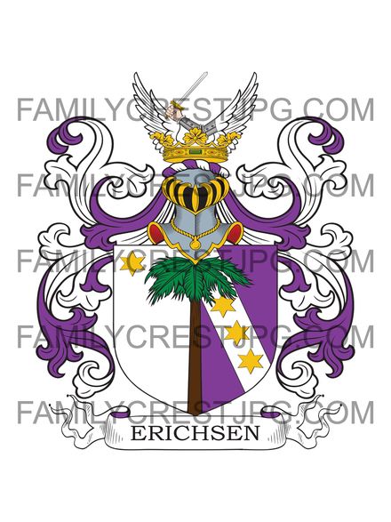 Erichsen Family Crest - Sweden, Pomerania &amp; Prussia, Erickson