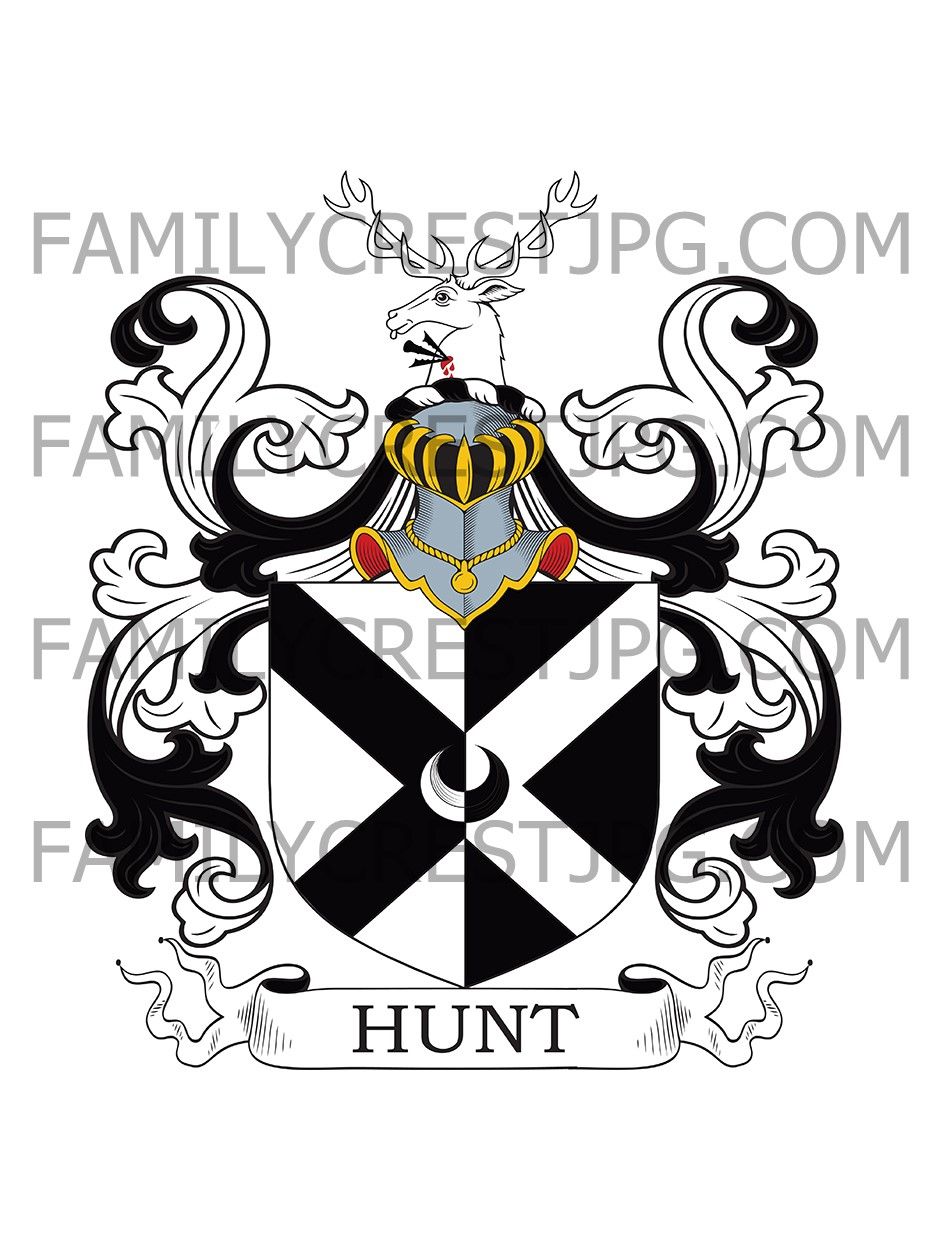 Hunt Family Crest - Lognor, co. Shropshire, England