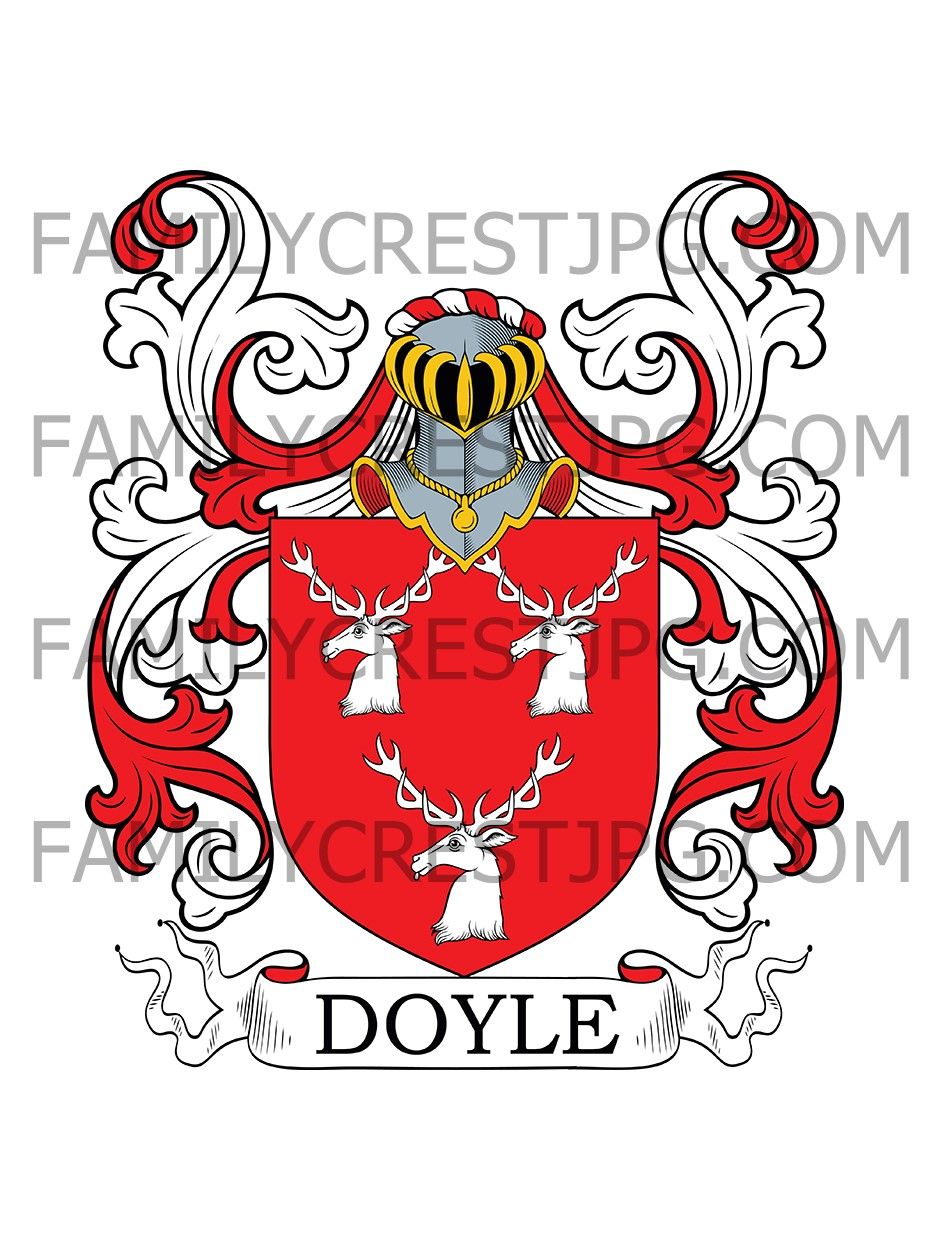 Doyle Family Crest - Overbury Hall in Leyham, co. Suffolk, England