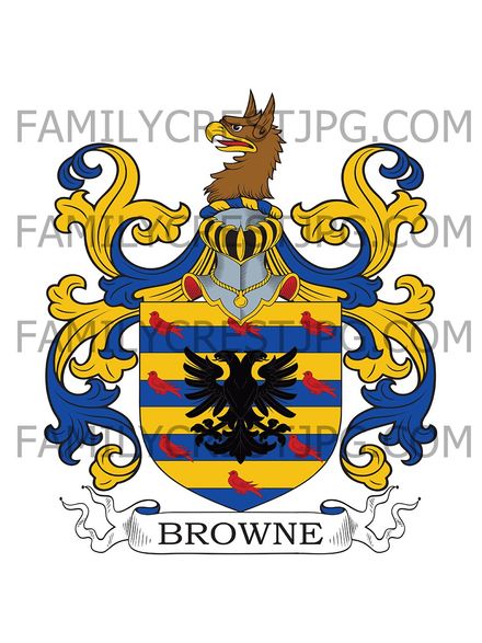 Browne Family Crest - Castle MacGarrett, co. Mayo, Ireland