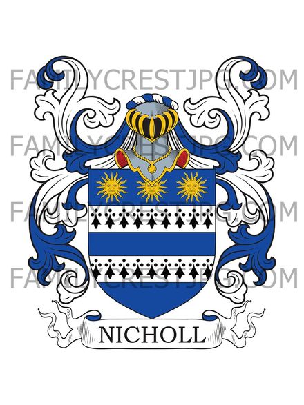 Nicholl Family Crest - Greenhill Grove, co. Hereford, England