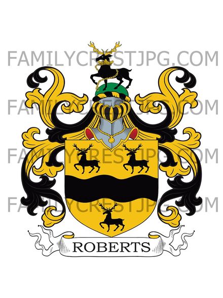 Roberts Family Crest -  Shropshire &amp; Somerset, England