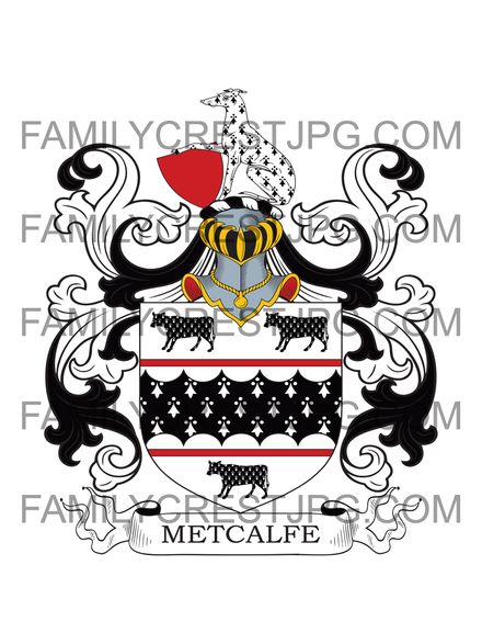 Metcalfe Family Crest - Glanford Briggs &amp; Bamborough, co. Yorkshire, England 1810
