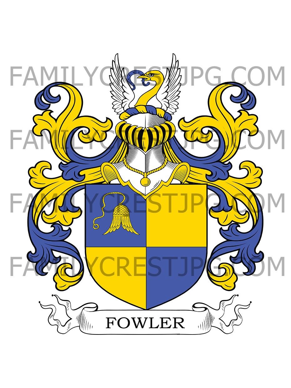 Fowler Family Crest - Stonhouse, co. Gloucester, England 1606