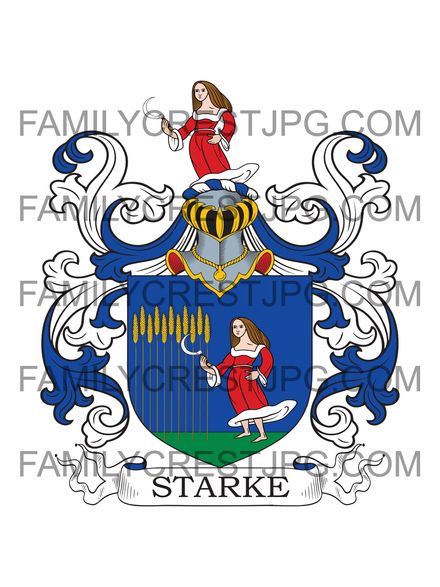 Starke Family Crest - Saxony 1674