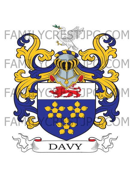 Davy Family Crest - Creedy, co. Devon, England 
