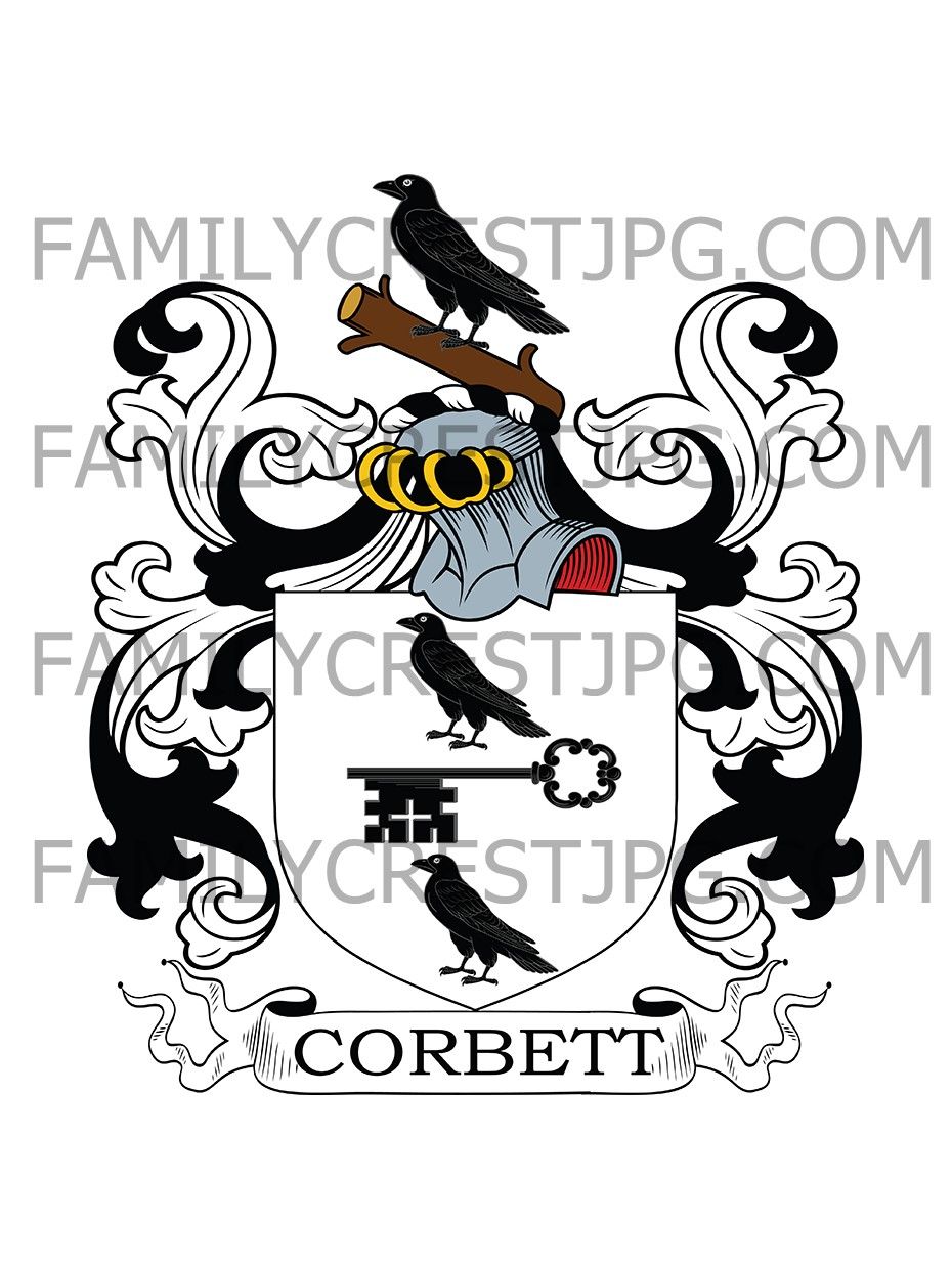 Corbett Family Crest - - Warwickshire, England & Dumbarton, Scotland
