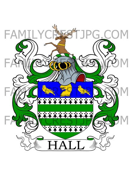 Hall Family Crest - Westbank House, co. Cheshire, England