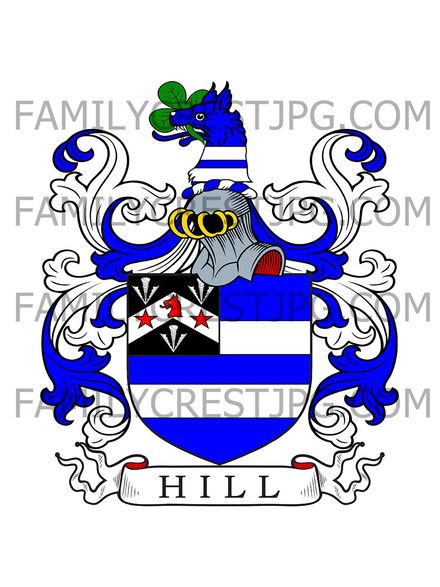 Hill Family Crest - Shrewsbury, co. Shropshire, England
