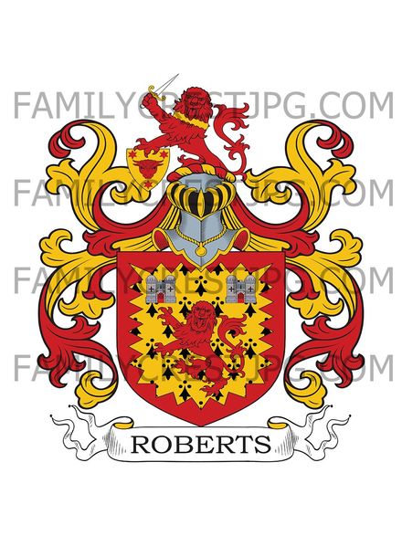 Roberts Family Crest - Milford Haven, co. Pembroke, Wales
