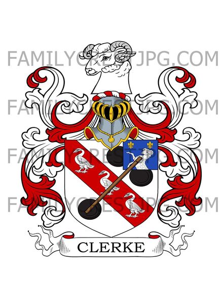 Clerke Family Crest - Hitcham, co. Bucks, England