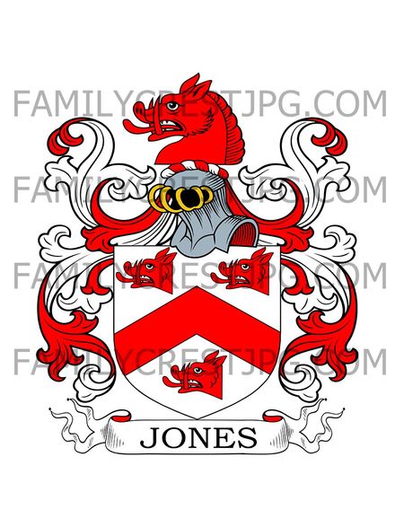 Jones Family Crest - Hartsheath, co. Flint, Wales