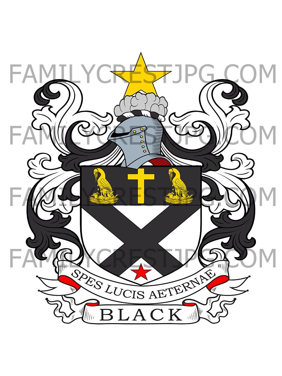 Black Family Crest - John Black, registered 1850