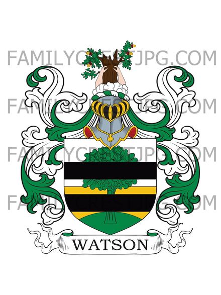 Watson Family Crest - Earnock &amp; Neilsland, co. Lanark, Scotland