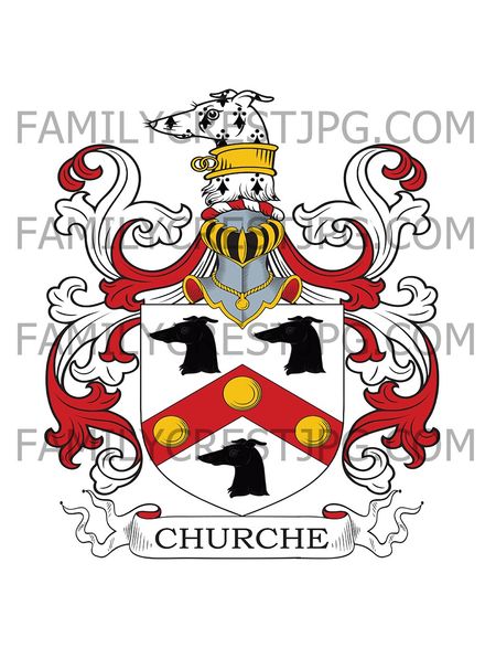 Church Family Crest - Betton, co. Shropshire, England 