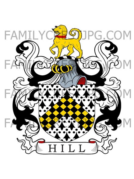 Hill Family Crest - Middlesex &amp; Worcester, England