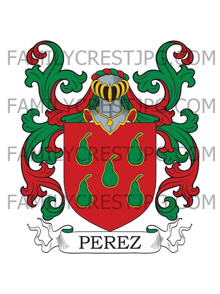 Perez Family Crest - Fernando Pérez, a Knight originally from Ribagorza