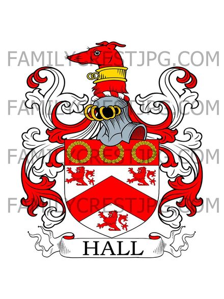 Hall Family Crest - Snarford &amp; Yarborough, co. Lincoln, England