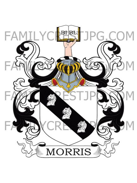 Morris Family Crest - Ystrad Meurig, co. Cardigan, Wales