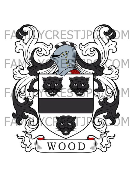 Wood Family Crest - Warwick &amp; Worcester, England