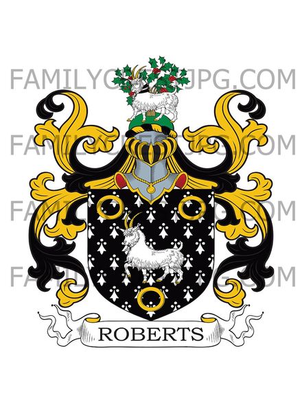 Roberts Family Crest - Worcester, Surrey, &amp; Lancashire, England