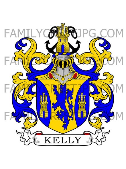 Kelly Family Crest - Paddington, co. Middlesex, England