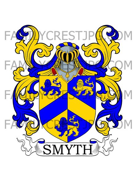 Smyth Family Crest - London and Ryall, co. Surrey, England