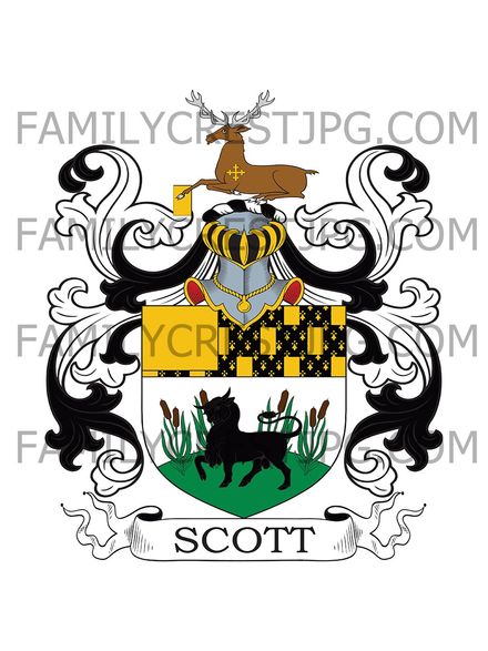 Scott Family Crest - Stourbridge, co. Worcester, England