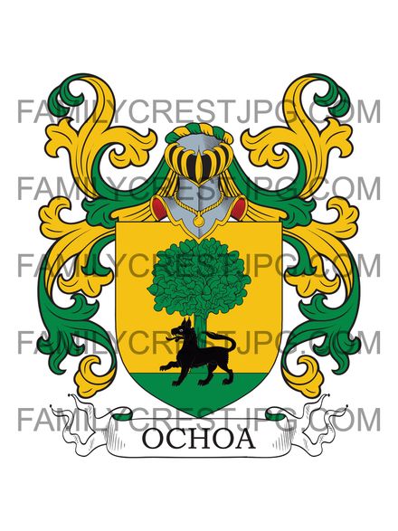 Ochoa Family Crest - Cantabria &amp; Bilbao, Spain