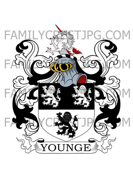 Younge Family Crest - Buckhorne, co. Dorset, England
