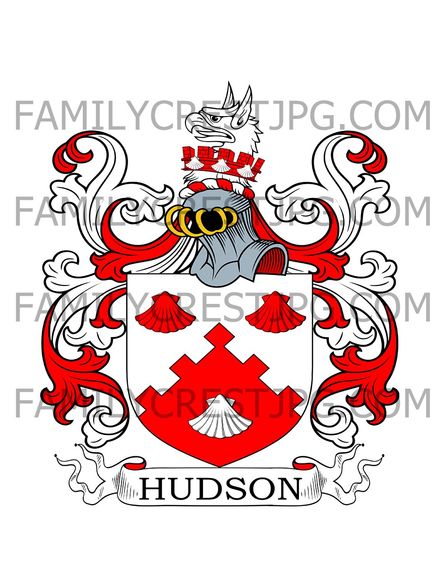 Hudson Family Crest - Melton Mowbray, co. Leicester, England