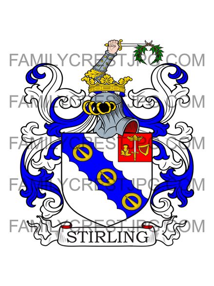 Stirling Family Crest - Cork, Ireland &amp; Glorate, Scotland 1649