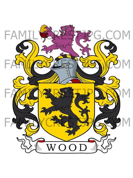 Wood Family Crest - Codshall, co. Stafford, England