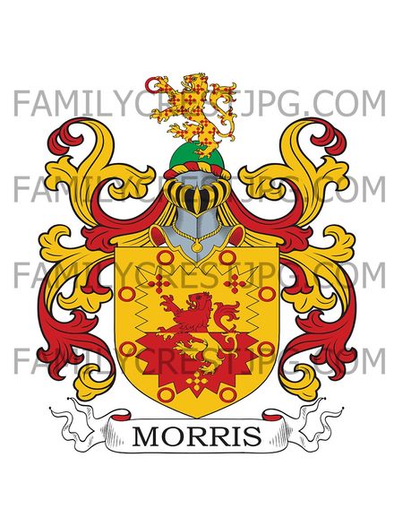 Morris Family Crest - Peckham, co. Surrey, England