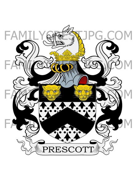 Prescott Family Crest - Derby &amp; Lincoln, England