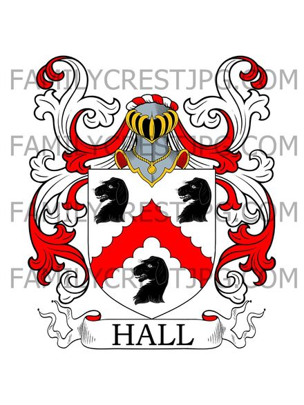 Hall Family Crest - Costock, co. Nottingham, England