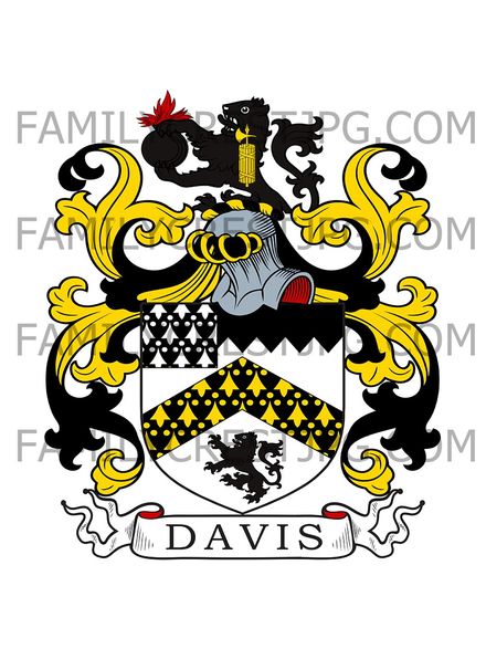 Davis Family Crest - Leytonstone, co. Essex, England