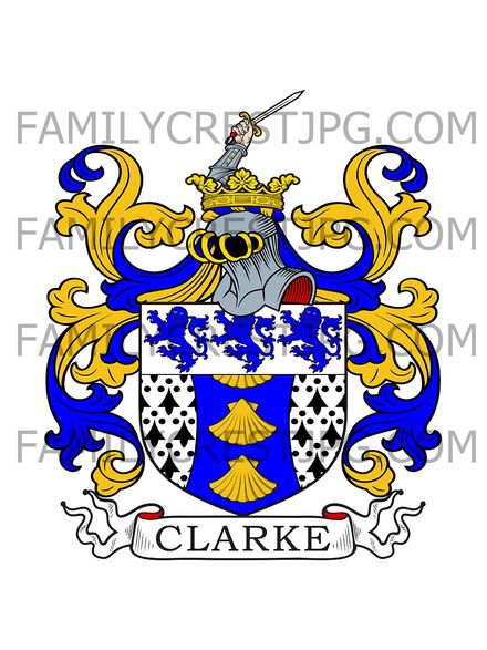 Clarke Family Crest - Shrewsbury, co. Shropshire, England