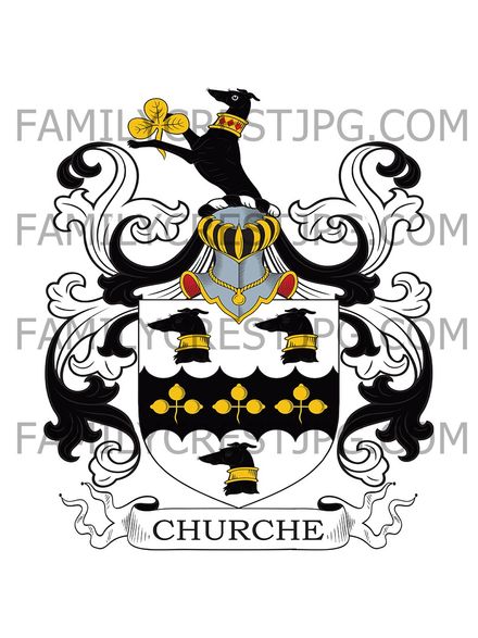 Church Family Crest -  Malden, co. Essex, England