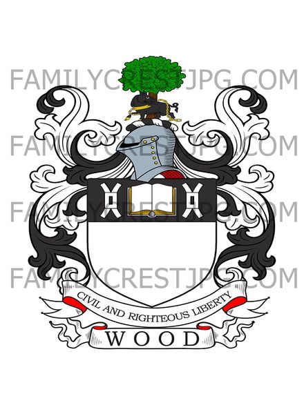 Wood Family Crest - Singleton Lodge, co. Lancashire, England