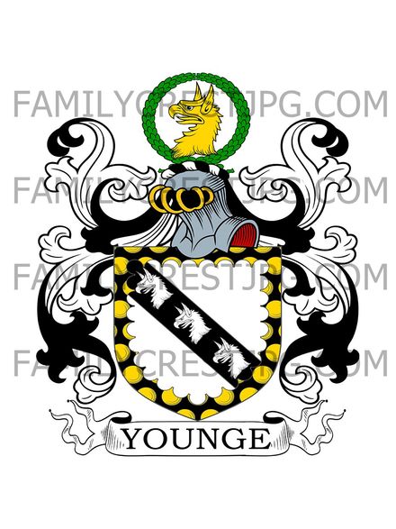 Younge Family Crest - Roxwell, co. Essex, England