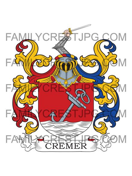 Cremer Family Crest - Estonia &amp; Sweden, 17th century