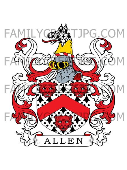 Allen Family Crest - Broughton, co. Lancashire, England
