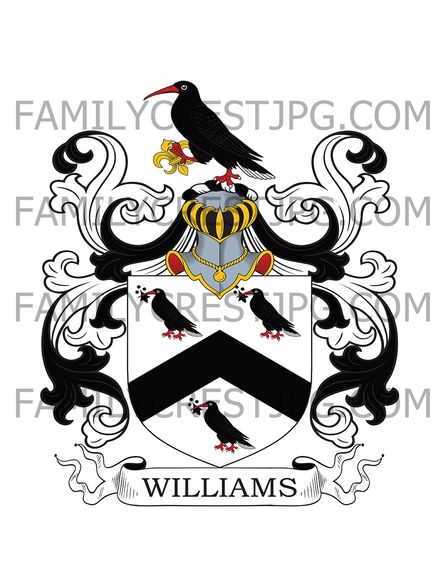 Williams Family Crest - Treffos, co. Anglesey, Wales