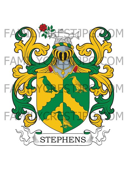 Stephens Family Crest - Trevigo, co. Cornwall, &amp; Guernsey, England