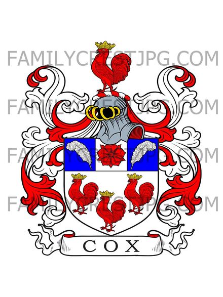 Cox Family Crest - Quarley, co. Hampshire, England