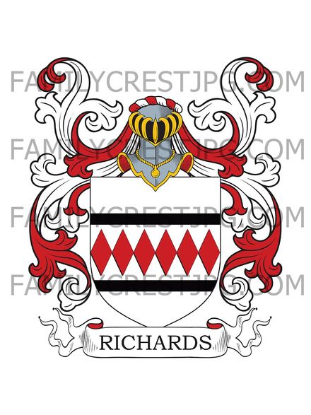 Richards Family Crest - East Bagborough, co. Somerset, England