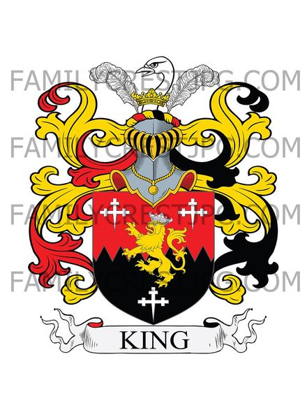King Family Crest - Eltham, co. Kent, England